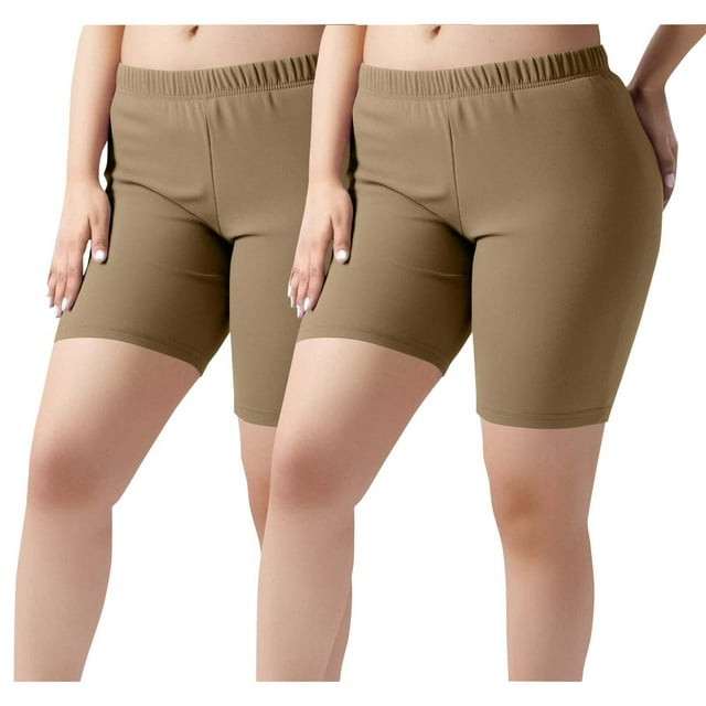 Miqool 2PC Fashion Women's Plus Size Yoga Pants Shorts Solid Color Elastic Waist