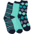 thumbnail image 2 of Colorfut Women's 3-Pairs Cozy Microfiber Anti-Skid Soft Colorful Patterned Fuzzy Crew Socks&nbsp;Slipper (with non-slip silicone grippers) FZ09B-B, 2 of 3