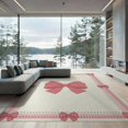 thumbnail image 2 of ODIKA 8'x10' Washable Area Rug Durable, Non-Slip Round Ribbon Motif Boho Border Center Seamless Pink Coquette Refined Structured for Living Room, Under Sectional, Family, 2 of 7