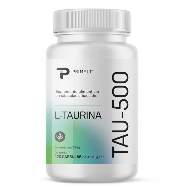 Primetech Taurina TAU-500, 120 Cápsulas de 500mg. Aminoácido esencial para el cerebro, la retina, el corazón y las plaquetas mejorando la salud cardiovascular y cerebral y el rendimiento físico