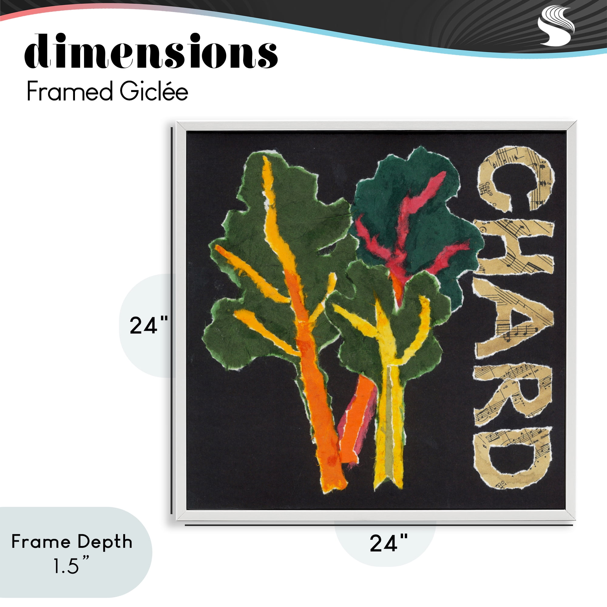 Stupell Industries Chard Leafy Vegetable White Framed Giclee Art, design by Nancy Overton