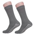 thumbnail image 5 of 4 Pairs Grey Non Skid Hospital, Yoga, Pilates, Gripper Slipper Socks Men's or Women Mid Calf Size XXL, 5 of 7