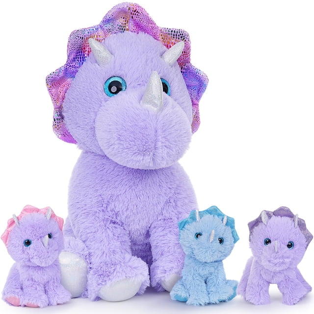 Set de animales de peluche con diseño de dinosaurios MaoGolan para niñas con 4 peluches