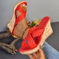 thumbnail image 5 of Platform Sandals for Women Braided Strap Open Toe Cork Wedges Heels Summer Nonslip Slip on Slides Shoes Red Size 7.5, 5 of 7