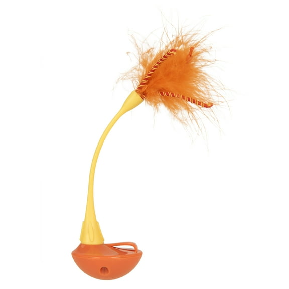 SmartyKat Tip ‘N Dip – Interactive Cat Toy with Feathers and Wobble Action, Orange