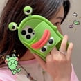 thumbnail image 2 of Kawaii Phone Cases Apply to iPhone 14,Cute Cartoon Green Slippers Phone Case with Sausage Mouth Frog Flip Flops Phone Case 3D Case Soft Silicone Protctor Women Girls for iPhone 14, 2 of 15
