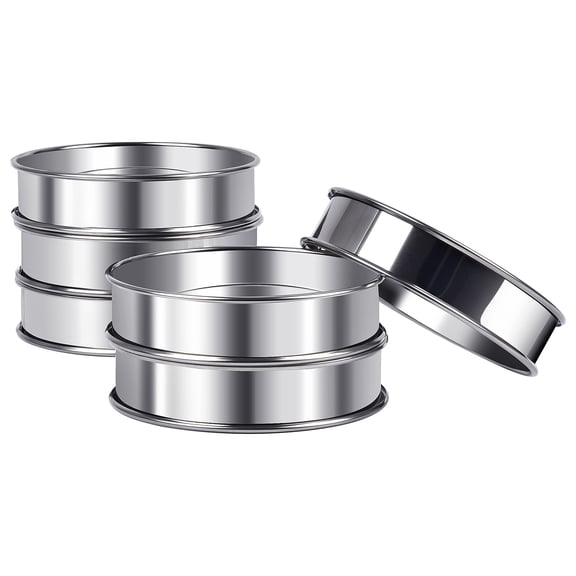 English Muffin Rings, ARRITZ 6 Pcs 4 inch Double Rolled Stainless Steel Crumpet Tart Rings, Cakes Molds for Baking
