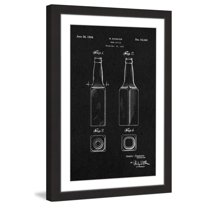 "Beer Bottle 1933 Black Paper" Framed Painting Print