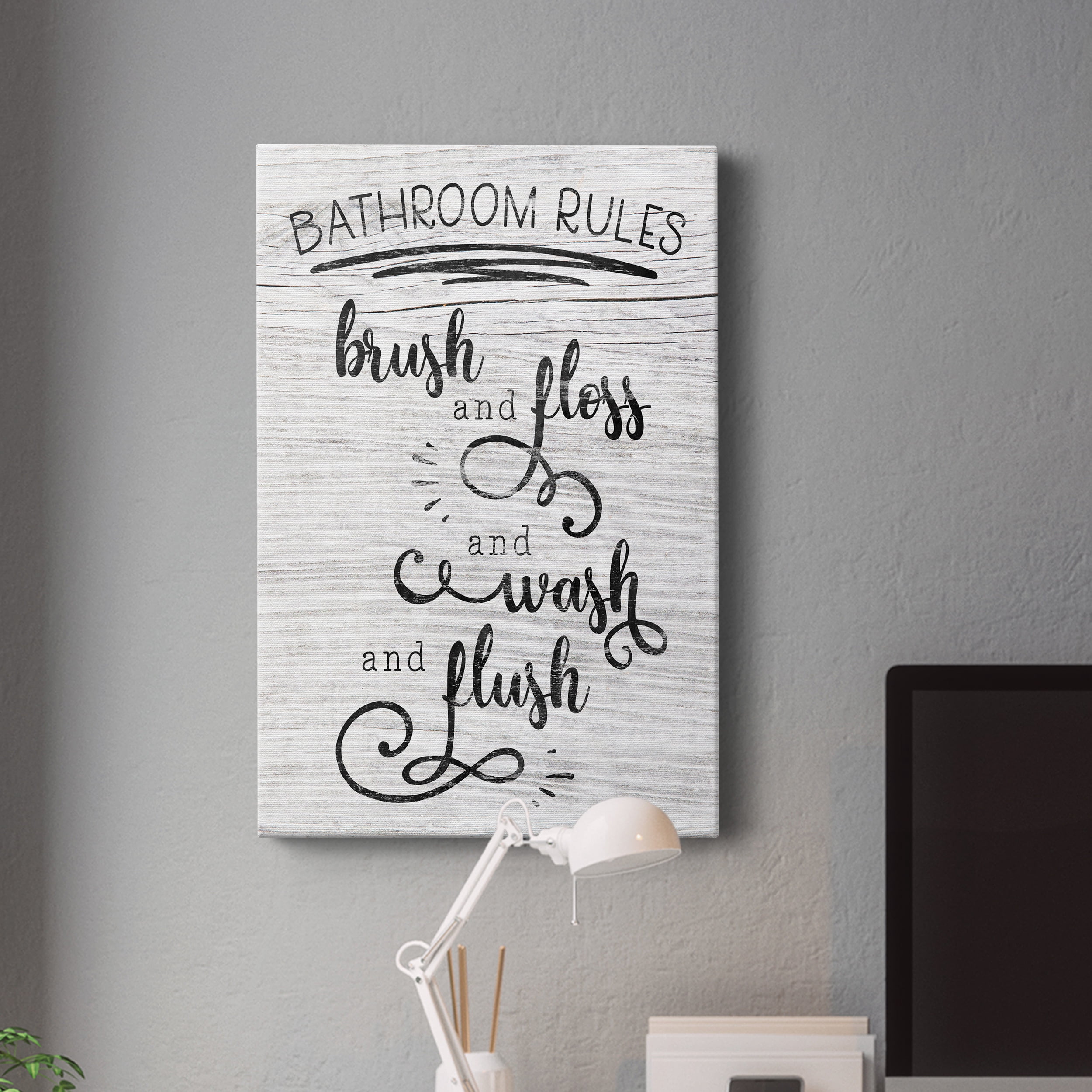 Bathroom Rules Premium Gallery Wrapped Canvas - Ready to Hang - 18 x 27