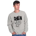 thumbnail image 5 of Sloth Chillin Animal Lovers Funny Sweatshirt for Men or Women Brisco Brands S, 5 of 6