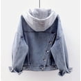 thumbnail image 2 of New Korean version hooded denim jacket women short fashion big pocket jacket casual tops, 2 of 5