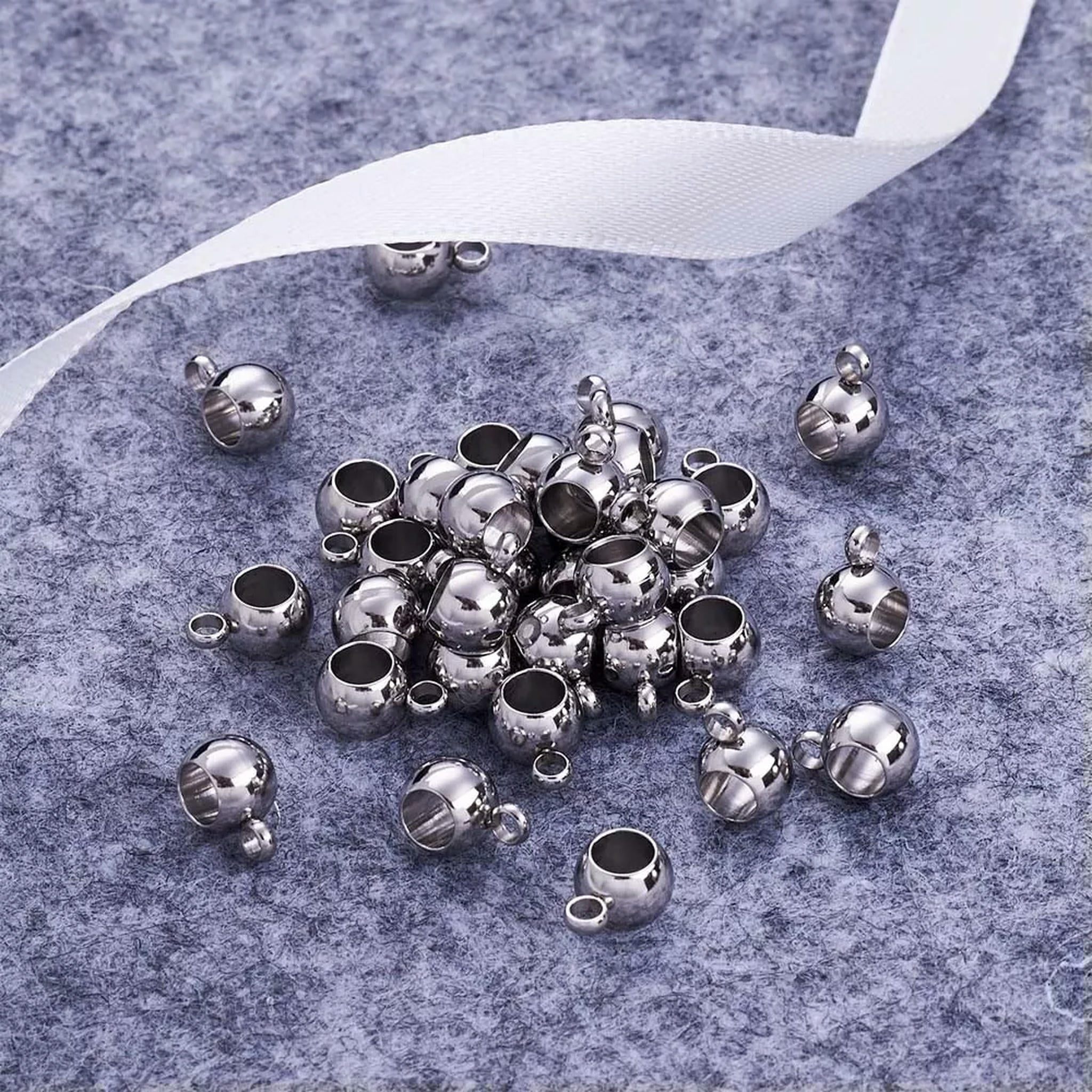 U8MO 100pcs 304 Stainless Steel European Smooth Bail Beads Hanger Connectors 5x9x6mm