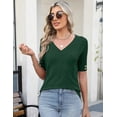 thumbnail image 4 of Jersey AKEWEI Blusas de punto de manga corta con cuello en V para mujer, 4 of 5