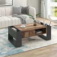 thumbnail image 1 of Table Basse en Bois avec Rangement, Table Basse Brune de 43,5 Pouces avec 1 Tiroir et Espace de Rangement Ouvert, Table Centrale Milieu du Siècle pour Salon, 1 of 6