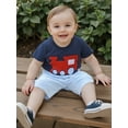 thumbnail image 6 of Newborn Toddler Baby Boy Summer Outfits Short Sleeve Bus/Train Embroidery T-Shirt + Shorts Set Toddler Clothes, 6 of 9