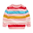 thumbnail image 3 of Toddler Kids Baby Girls Cotton Knit Sweater Striped Knit Long Sleeve Crewneck Pullover Sweatshirt Toddler Winter Clothes for Toddler Girls and Boys 18-24 Months, 3 of 8