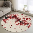 thumbnail image 2 of Red Flowers Round Area Rugs Collection 3.3', Vintage Chinese Painting Plum Branches Non Slip Indoor Circular Throw Runner Rug Floor Mat Carpet for Living Room Dining Table Bedroom Nursery, 2 of 9