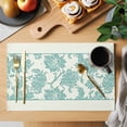 thumbnail image 2 of Placemat Set of 6 Ethnic Style Pattern Placemats for Dining Table Retro Green Floral Washable Table Mats for Kitchen and Party Decor Indoor & Outdoor Use, 2 of 8