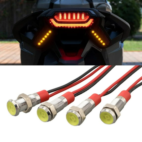 4X Universal Motorcycle Mini Signal Rear Tail License Plate Amber LED Light Bulb