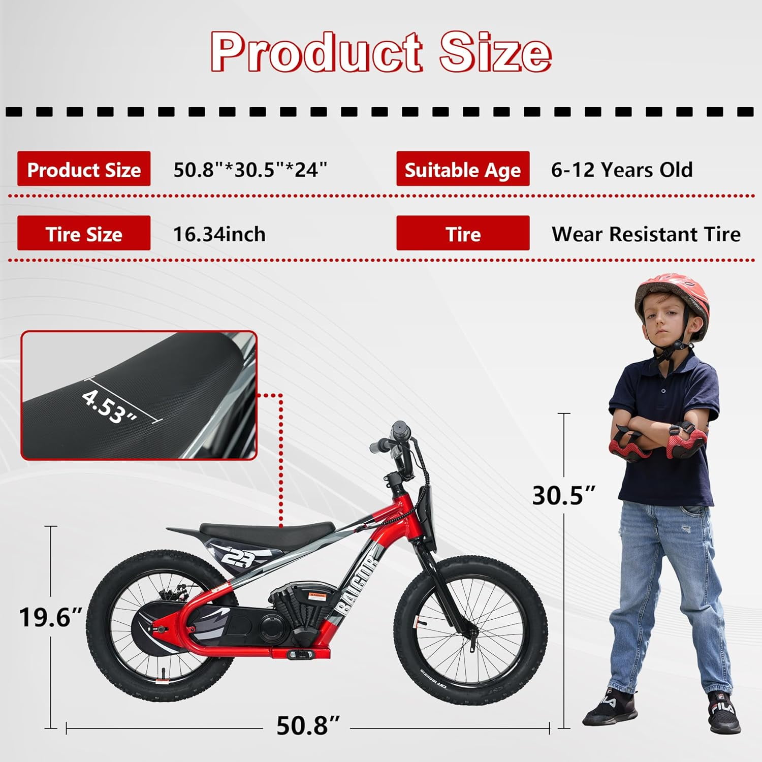 NEORIVER Electric Dirt Bike for Kids Ages 6-12, 250W Electric Motorcycle Up to 15.5MPH, 24V Detachable Battery, 16'' Inflatable Tire Electric Balance Bike with Kickstand