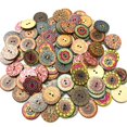 thumbnail image 1 of 100pcs/Bag Round Assorted Floral Printed Wooden Decorative Buttons for DIY Sewing Crafts Color Random, 1 of 5