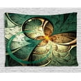 thumbnail image 1 of Fractal Tapestry, Computer Art Featured Surreal Flowers Motif Dreamy Imaginary Creative Concept, Wall Hanging for Bedroom Living Room Dorm Decor, 80W X 60L Inches, Jade Green Gold, by Ambesonne, 1 of 2