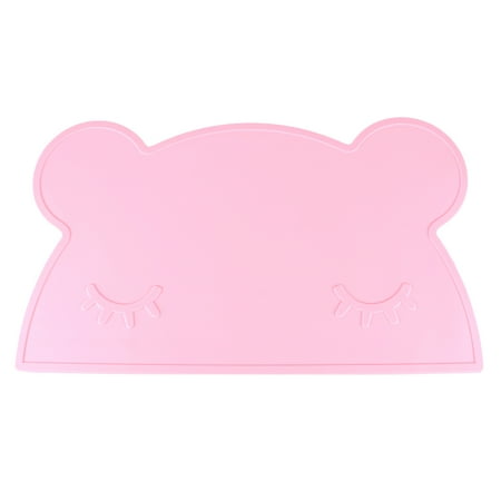 

NUOLUX Children Silicone Placemats Bear Shape Heat Insulated Pad Non-slip Tableware Mats (Light Pink)