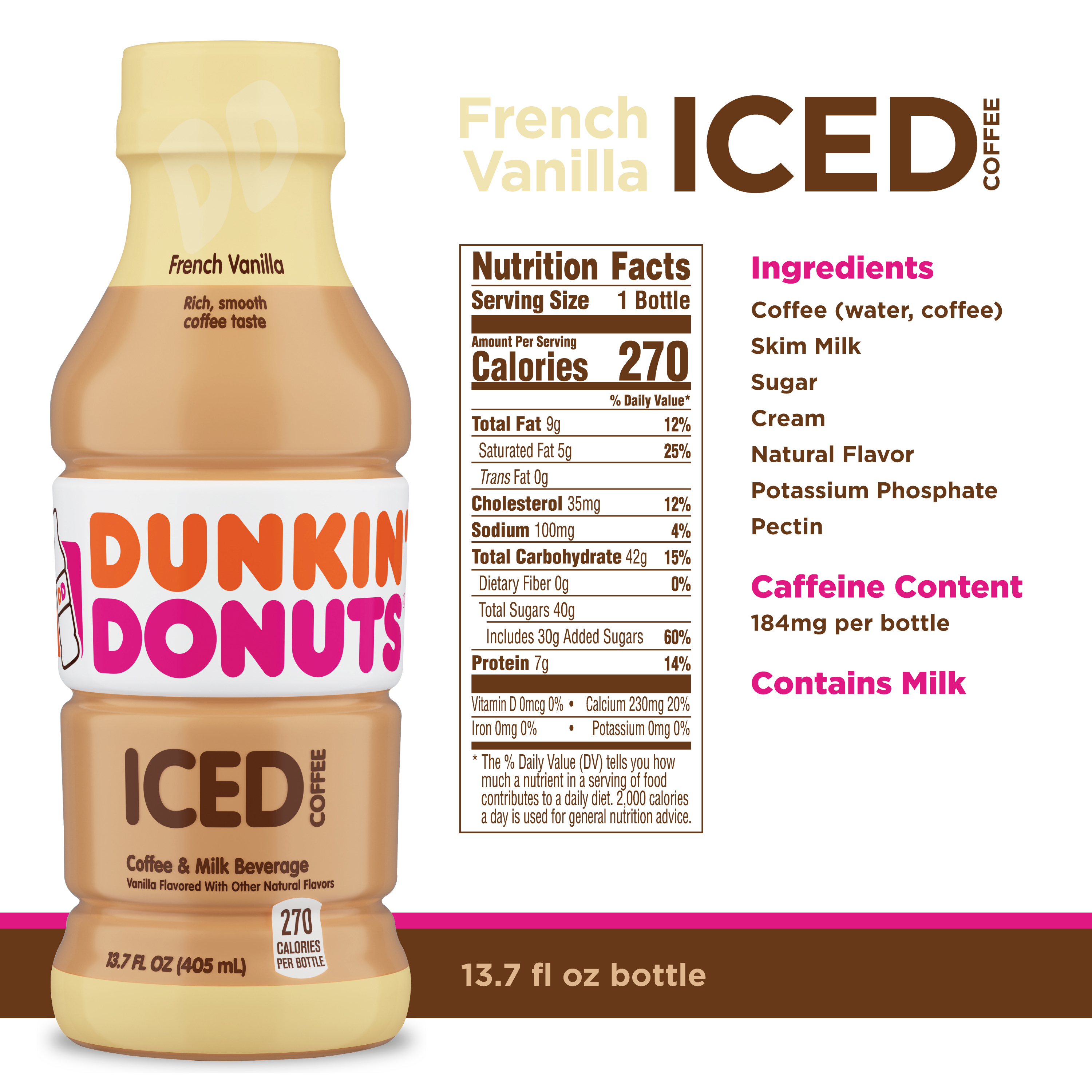 How Much Caffeine Is In Dunkin Donuts Iced Coffee Bottle