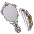 thumbnail image 3 of MasteelfCA 1 Set Metal Vintage Mirror Portable Folding Mirror Handheld Folding Mirror with Comb, 3 of 7
