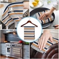thumbnail image 3 of Orange Grey Striped Kitchen Towels Set of 3, Water Absorbent Dish Towel, Farmhouse Stripes Modern Abstract Art Decorative Hand Towels - Quick Drying Cloth for Cooking Baking, 18x28 Inch, 3 of 8