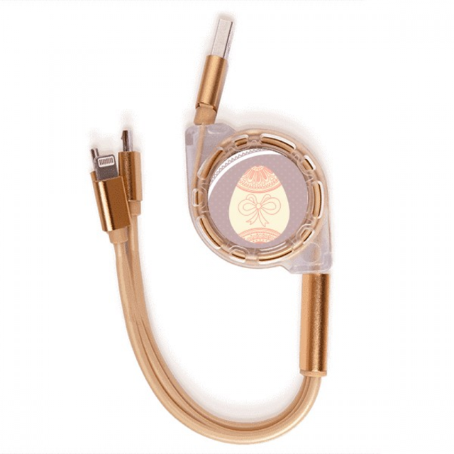 Día de Pascua huevo religión lindo color Cable de carga telescópico múltiples USB tres en uno