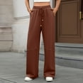 thumbnail image 6 of Women's Casual Pants High Waist Elastic Waistband Wide Leg Pants With Drawstring Pockets Comfortable Daily Wear Pure Color Long Trousers, 6 of 8