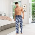 thumbnail image 2 of Men's Pajama Pants with Pockets Sleepwear Lounge Pants Stretch Casual Mermaids Sea Anchors Dark Blue, 2 of 6
