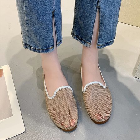 

Vedolay Women Shoes Women s Clip Toe Ankle Buckle Strap Flats High Heels Casual Dressy Womens High Shoes Beige 8