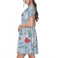 thumbnail image 2 of Fotbe Sea Turtle Vestido Largo de Moda para Mujer, Vestido Tipo Camiseta con Manga Corta y Estilo Casual a Rayas y Bloques de Color, 2 of 6