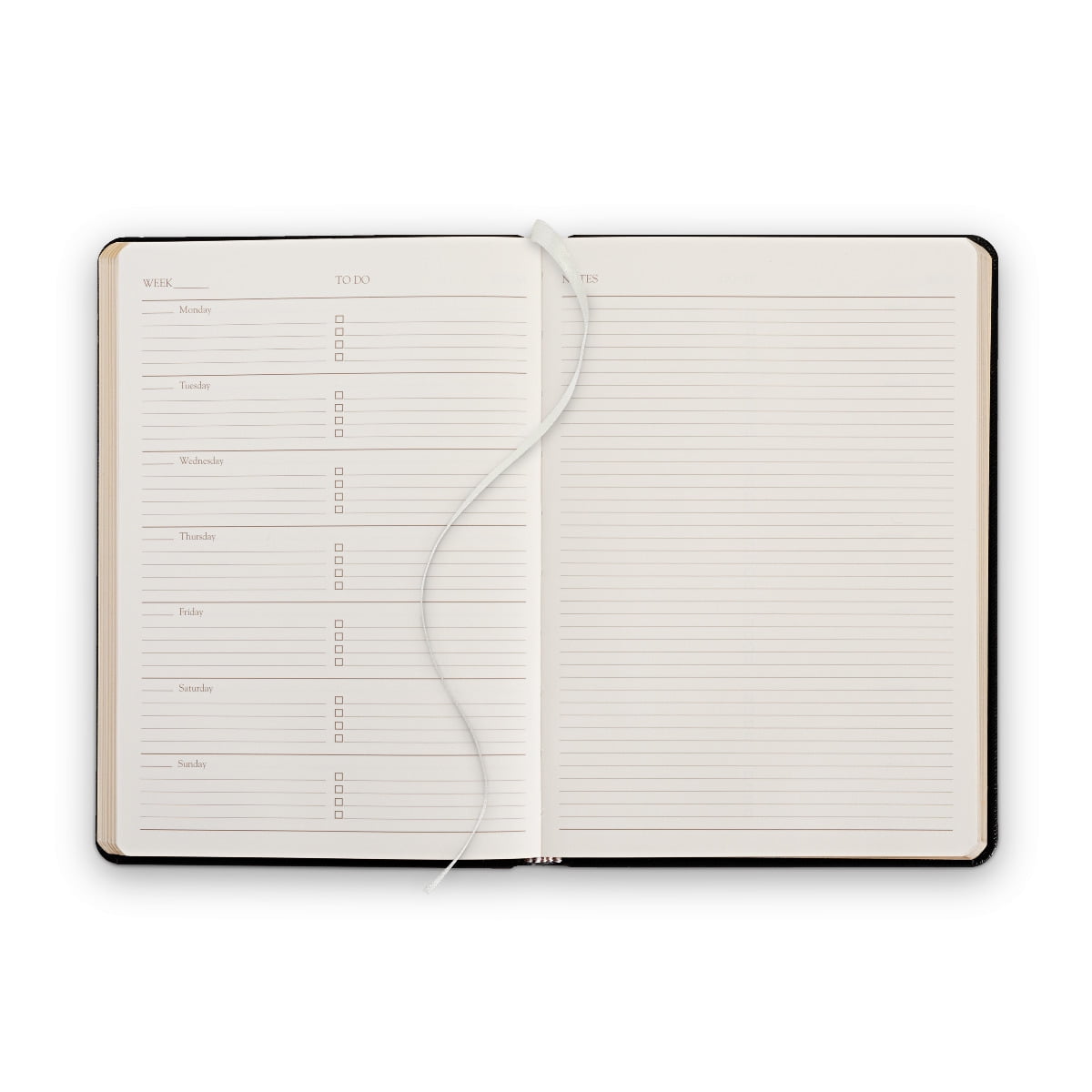 Gallery Leather Undated Daily Planner - Acadia Black - 8" x 5.5"
