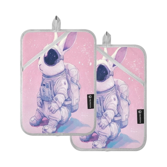 BZSMCE Pot Holder Oven Mitts Cooking baking Space Rabbit Painting Creative Pattern Size:7x9.8in