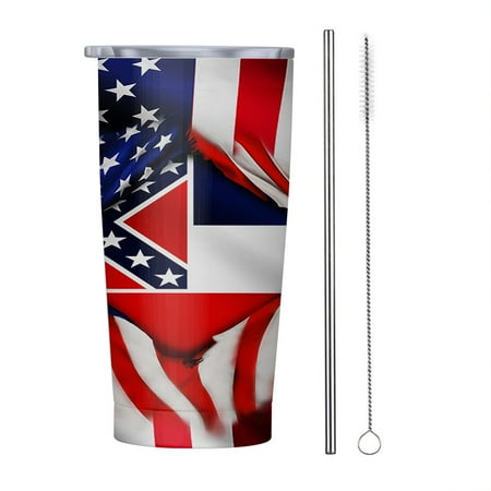 

Mississippi And American flag 20oz Tumbler Insulated Stainless Steel Water Bottle Portable Travel Coffee Tea Mug Cup