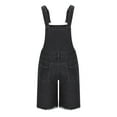 thumbnail image 6 of DeHolifer Mens Denim Shorts Bib Overall Jean Romper Hole Out Casual Loose Walkshort Button Pockets Summer Jumpersuit Dark Gray M, 6 of 7