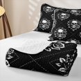 thumbnail image 4 of Homewish Skull Skeleton Checkered Quilt Full,Goth Rose Full Bedspread Sets,Halloween Duvet,3 Pieces, 4 of 7