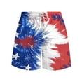 thumbnail image 3 of DDAPJ pyju Mens 4th of July Swim Trunks Tie Dye American Flag Print Drawstring Beach Board Shorts Independence Day Patriotic Shorts with Pockets Blue S, 3 of 6