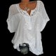 thumbnail image 1 of Blusas blancas elegantes e informales de verano para mujer, con cuello en V, estampado floral ahuecado, con ojales bordados, holgadas, para uso diario, tallas grandes, 1 of 4