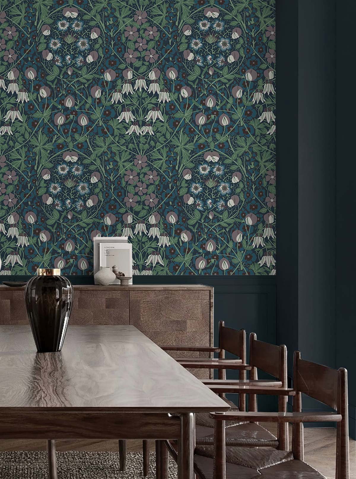 NextWall Deep Ocean & Purple Haze Tulip Garden Peel and Stick Wallpaper