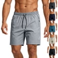 thumbnail image 3 of Men'S Quick Dry Athletic Shorts With Reflective Strips And Zipper Pockets Drawstring Waist Lightweight Casual Pants For Summer Running And Sports,Khaki,M, 3 of 7