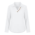 thumbnail image 4 of Asxite Womens Fall Tops Solid Casual Lapel Collar Button Down Long Sleeve Shirts, 4 of 6