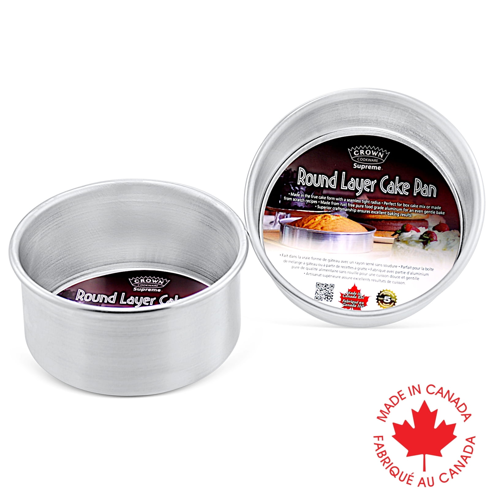 Crown 6 inch Cake Pans, 3" Deep, 2 Pack, Heavy Duty, Even