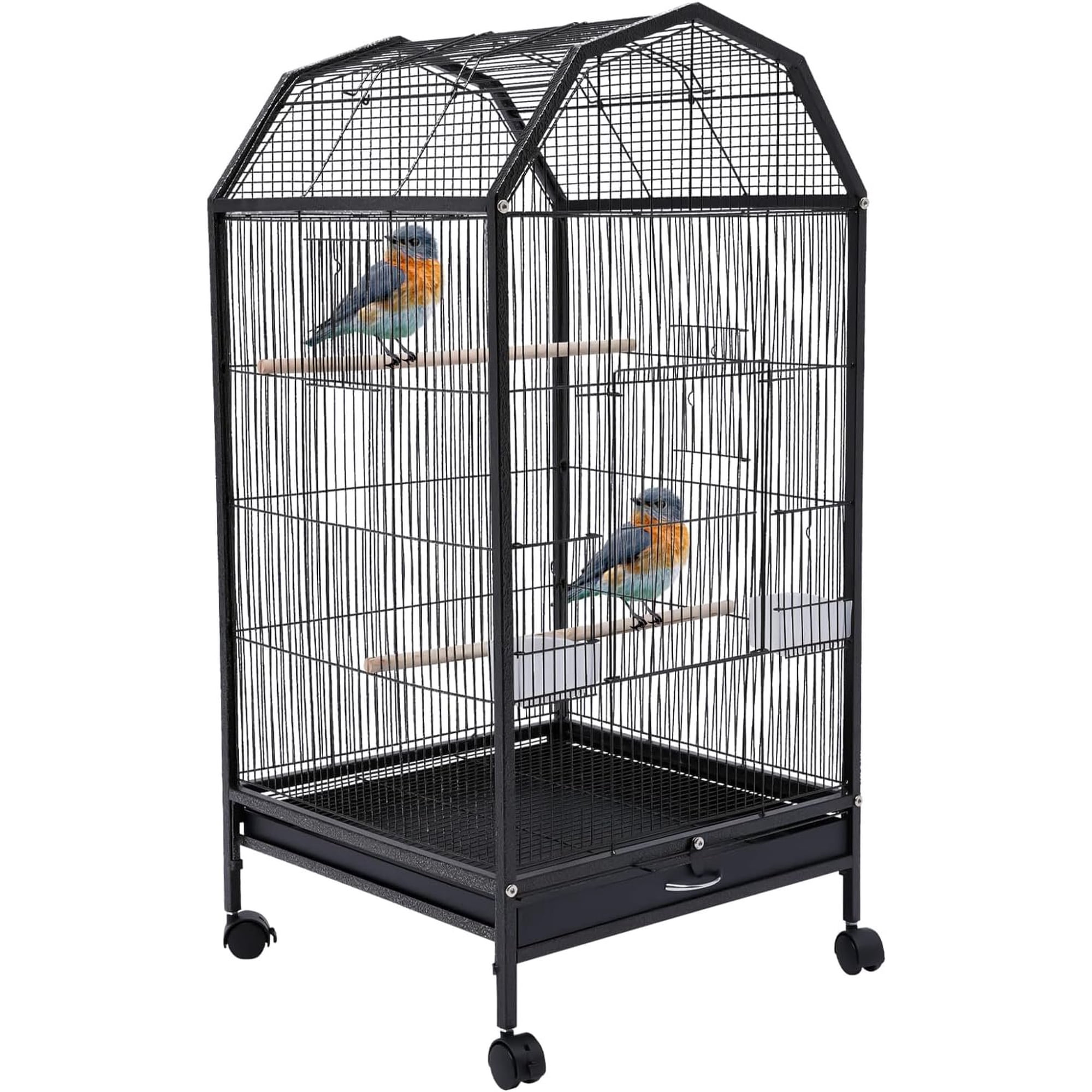 39.9 Inch Bird Cage Parakeet Cage with Rolling Stand and Play Open Top Iron Bird Flight Cages for Parrot Lovebirds Finches Canaries Parakeets Cockatiels Budgie Parrotlet Conures