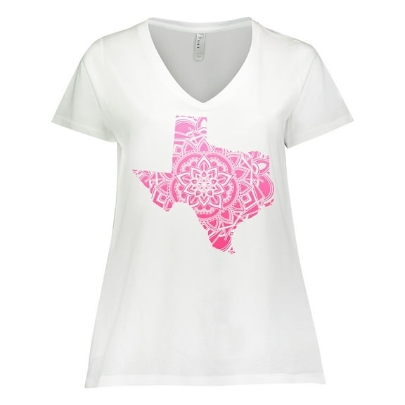 Inktastic Texas Silhouette Mandala Women's Plus Size V-Neck T-Shirt