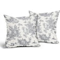 thumbnail image 2 of French Country Pillow Covers Set of 2 18x18 Inch Vintage Toile Grey Cotton Linen Polyester Decorative Throw Pillow Case Cushion Cover for Bedroom Sofa Living Room Couch Chair Office, 2 of 6