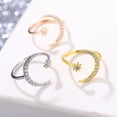 thumbnail image 2 of 925 Sterling Silver Hollow Star Ring, Simple Adjustable Electroplated Silver Rings, Inlaid Gemstone Moon Stars Design, Birthday Gift for Women, 2 of 3